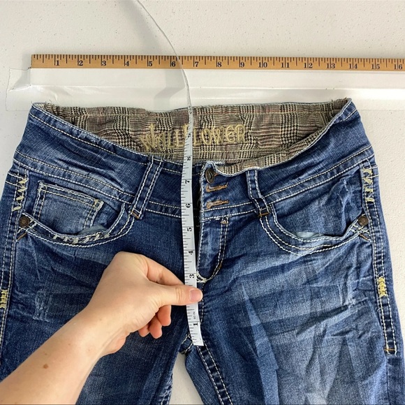 Wallflower Jeans Flap Pocket Size 7 Mid Rise Medium Wash Bootcut - Picture 7 of 8